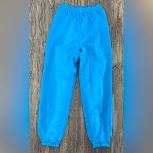 Marina Bay Nylon Track Pants Womens Lg High Rise Windbreaker Neon Blue Vtg 90s